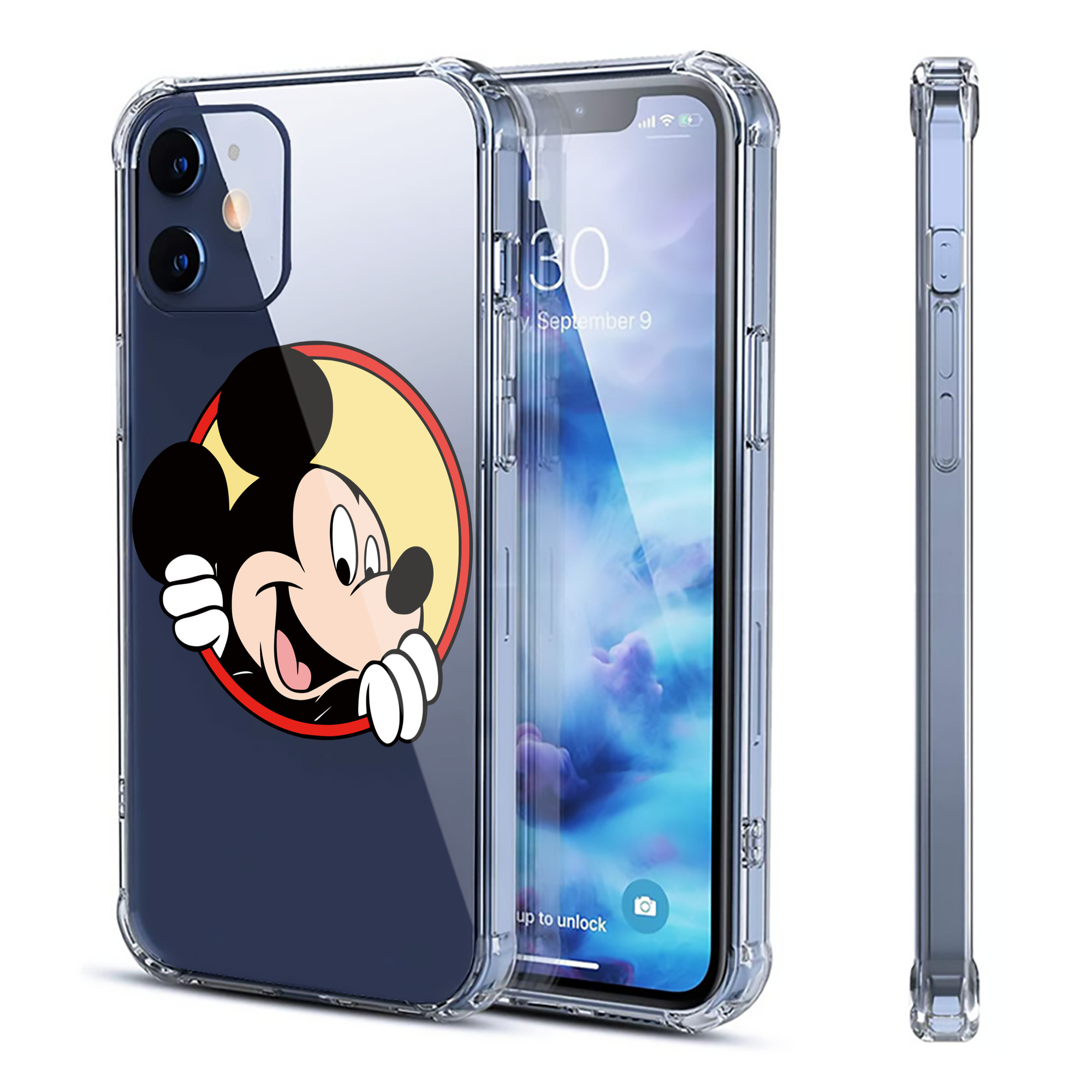 （画像用） ミッキーマウス Mickey Mouse 【iPhone 12シリーズ対応】透明スマホケース（クリアソフトケース）